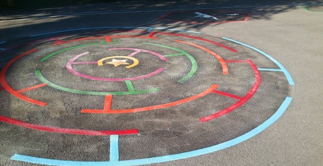 Multi Coloured Play Markings in Lane End